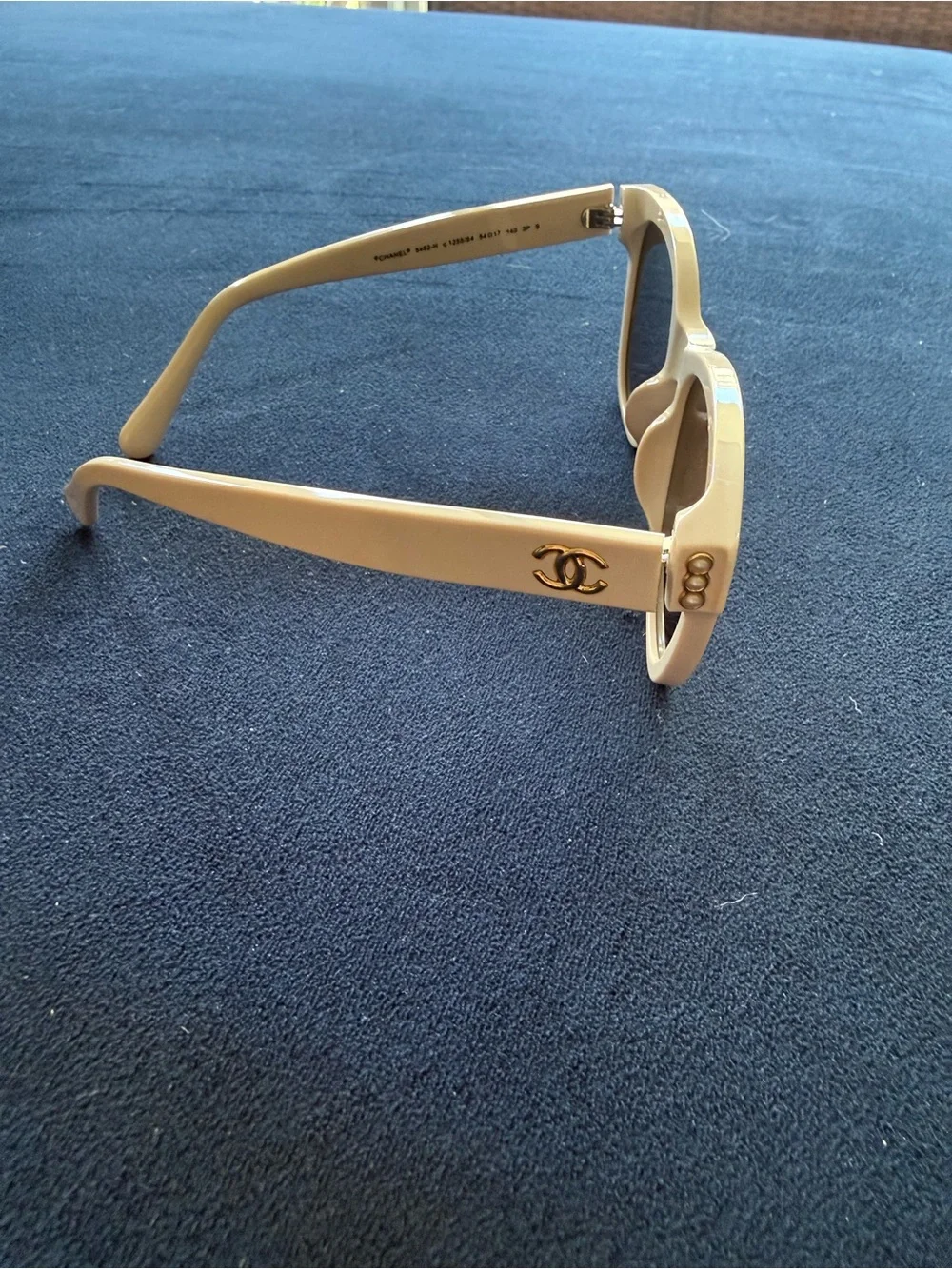NOT CHANEL Cream-Beige Logo Sunglasses with Gold CC